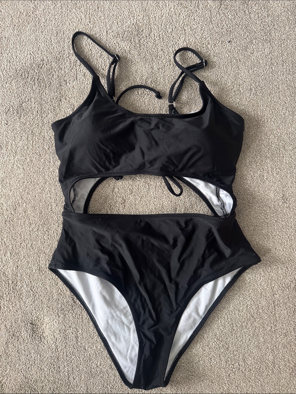 Black Lace-Up Cutout One-Piece Swimsuit